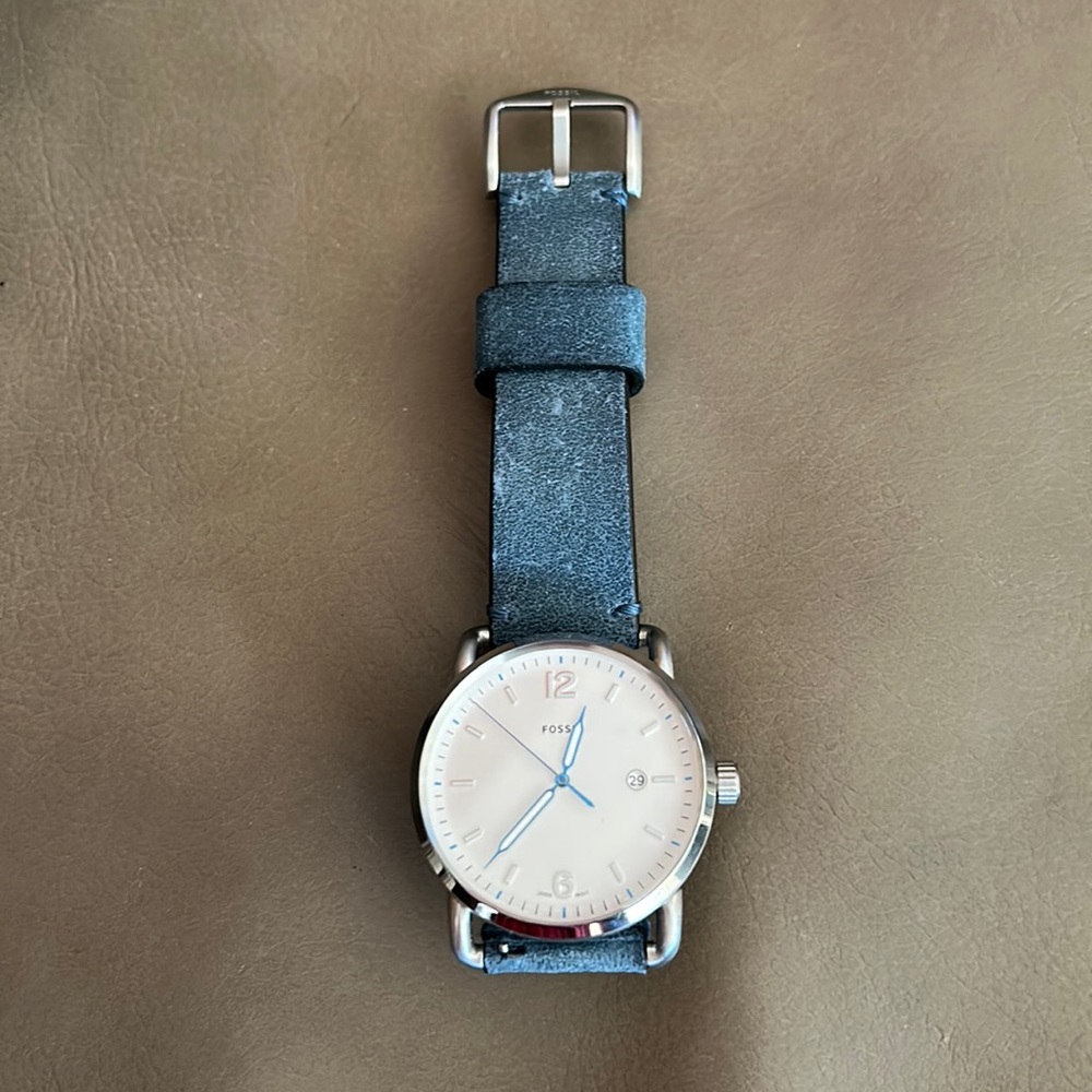 Men’s Fossil Watch Blue Leather Band